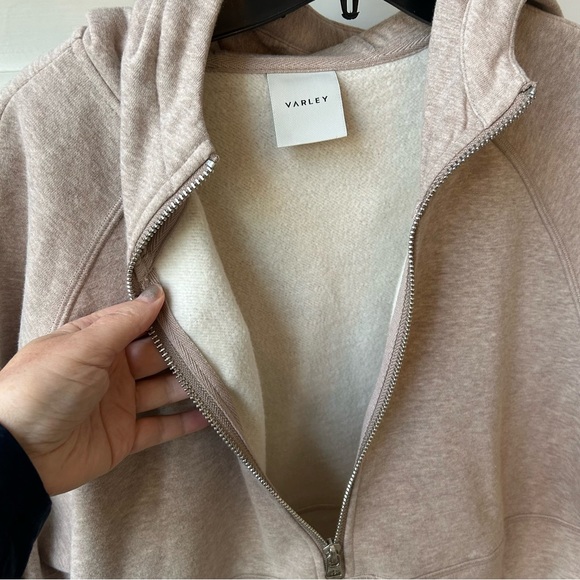 Varley Stirling Half Zip Hoodie Taupe Marl - Picture 6 of 7